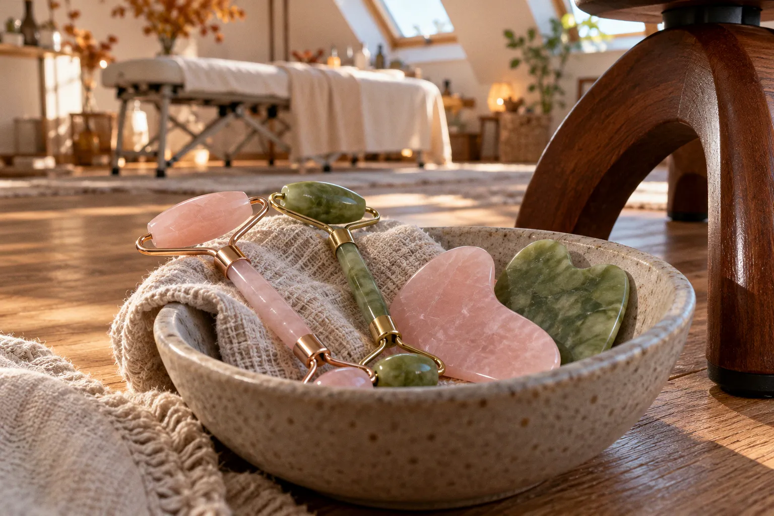 Accessoires de massage visage en pierre naturelle : mode d'emploi pour un drainage efficace